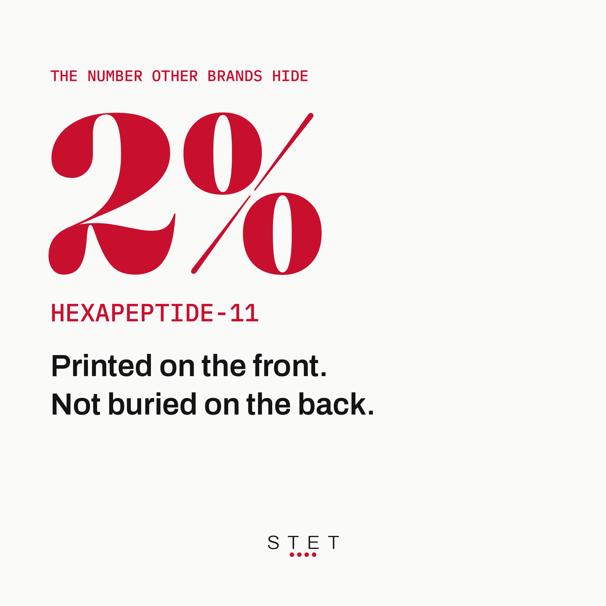 2% Hexapeptide-11, printed on the front