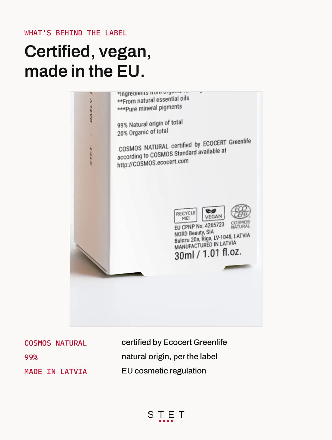 The certification panel on the STET box